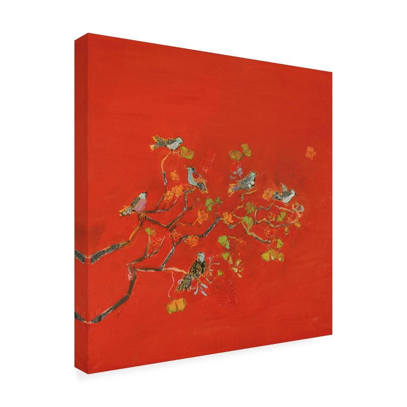 35" x 35" Kellie Day 'Bird Party' Unframed Wall Canvas - Trademark Fine Art