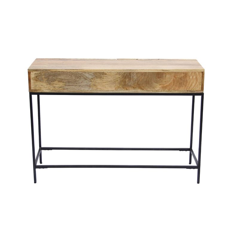 Mango Wood and Metal Console Table Natural Oak - The Urban Port