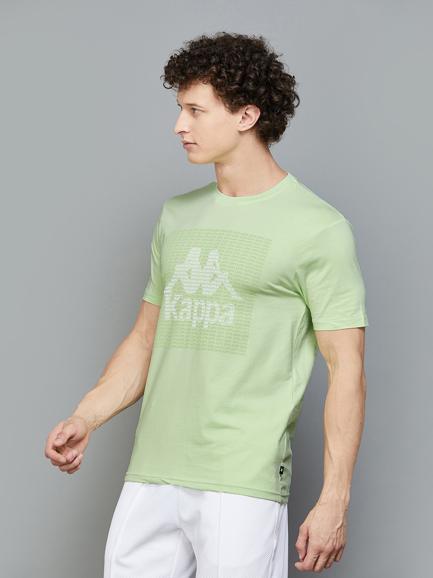 KAPPA Mint Green Regular Fit Graphic Print Crew T-Shirt