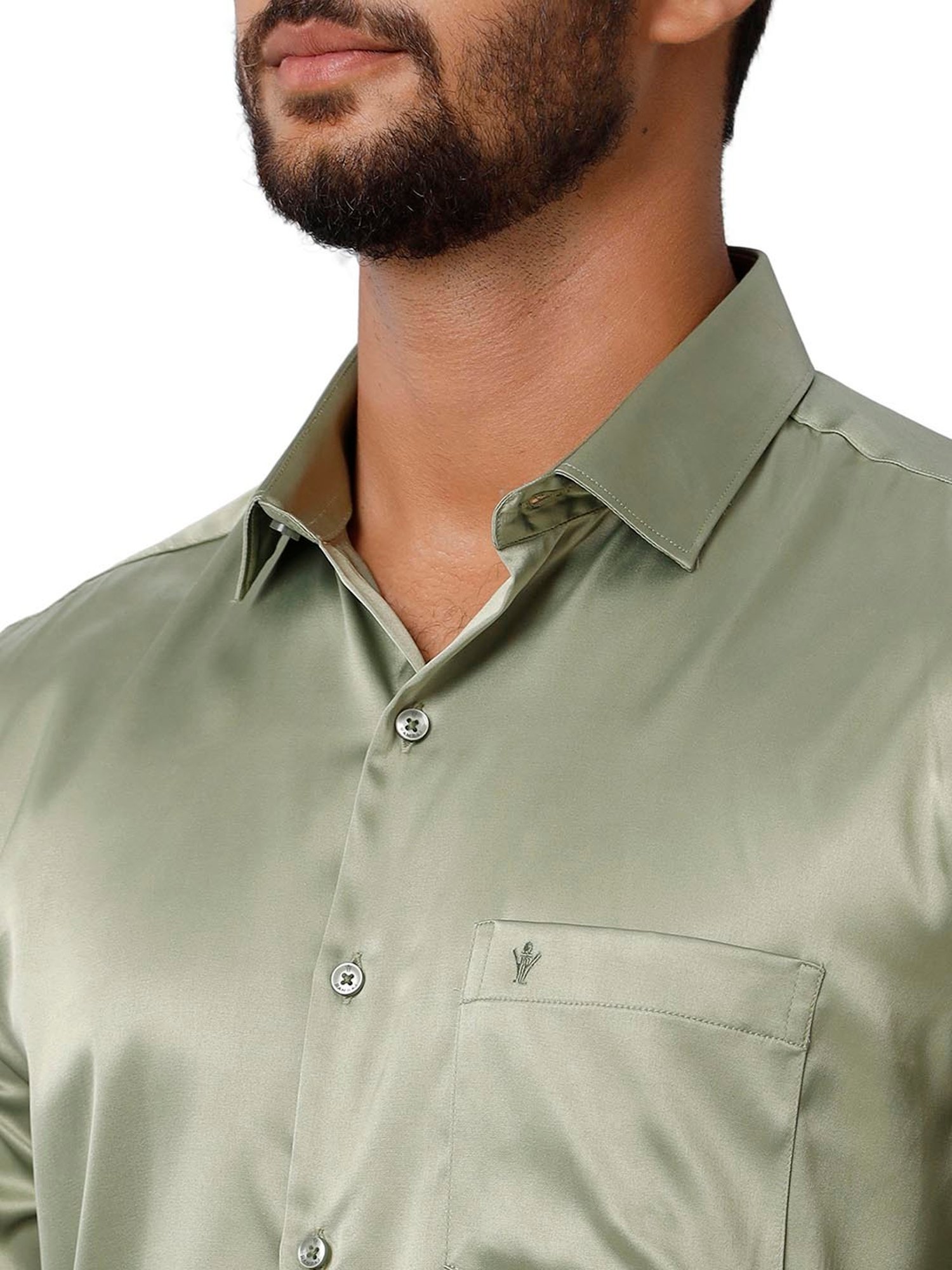 Ramraj Green Regular Fit Full Sleeves Shirt