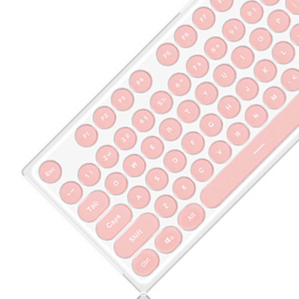 Wired Keyboard Retro Punk Round Keycap Mute White Backlit Ergonomic Slim Keyboard for Office Gamers Programmers Typists Laptop Computer