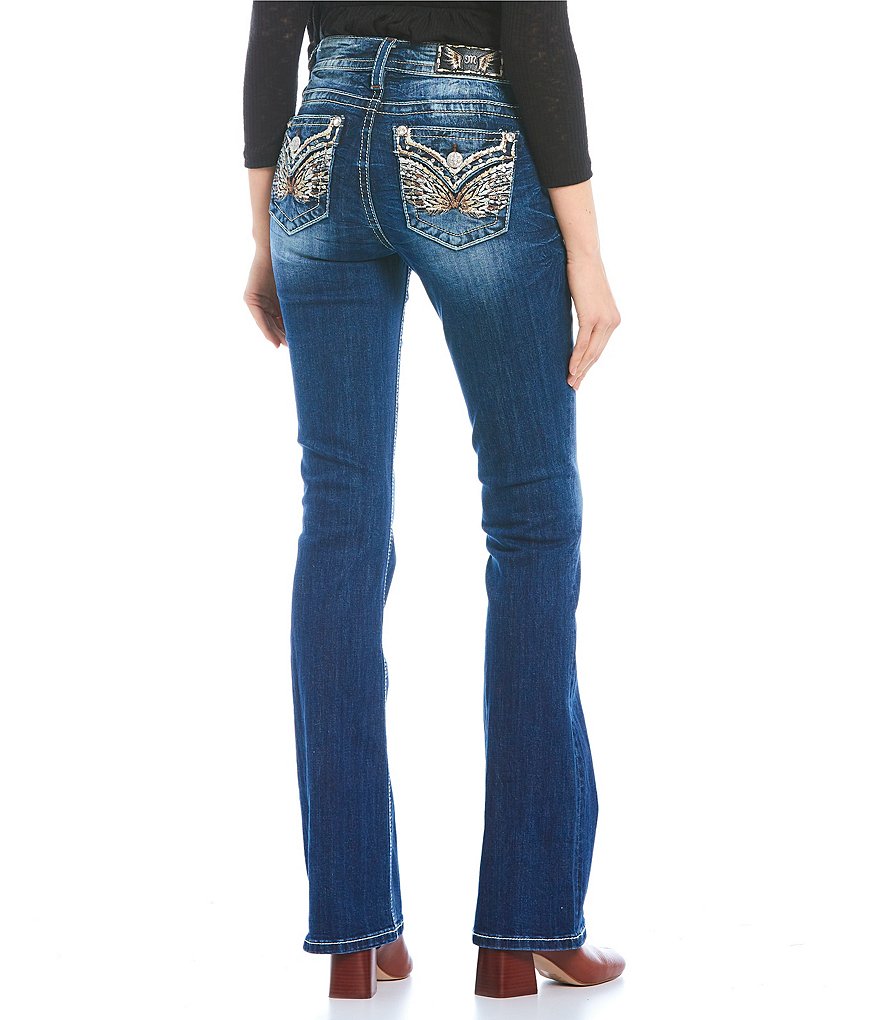 Miss Me Embellished Wing Pocket Bootcut Jeans