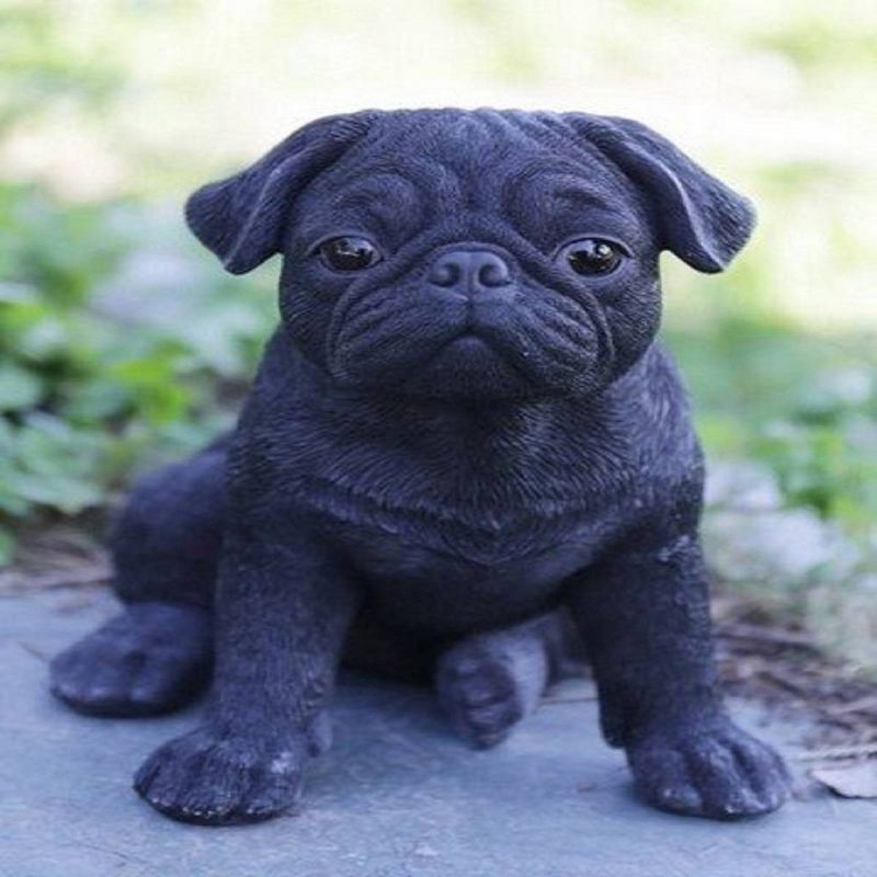 7.5" Polyresin Pug Puppy Statue Black - Hi-Line Gift