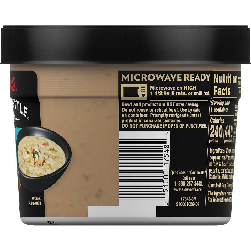 Campbell's Slow Kettle Style Kickin' Crab & Corn Chowder Soup Microwaveable Bowl 15.5oz