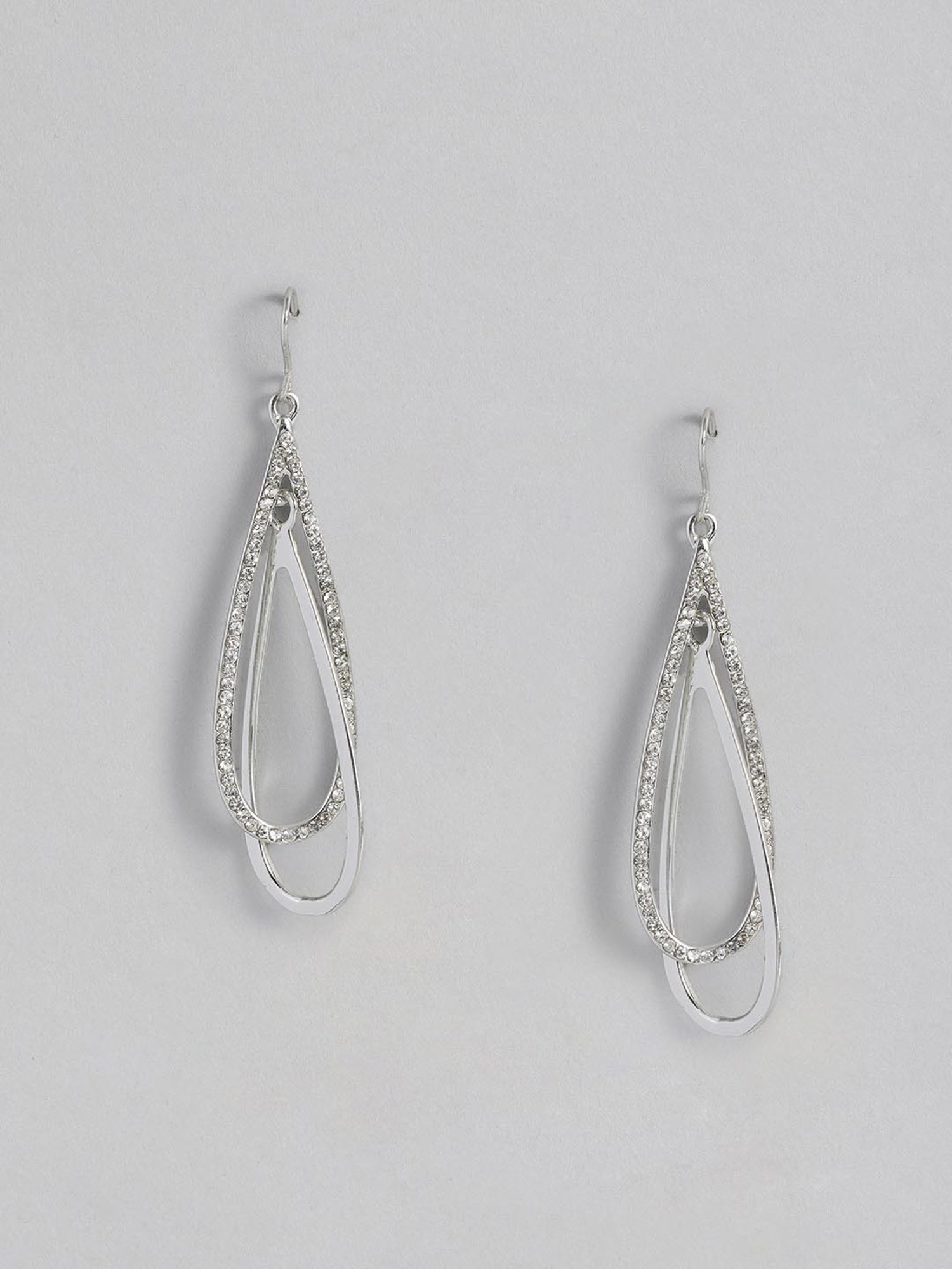 Estele Rhodium-Plated Water Drop Earrings with Austrian Crystals for Women