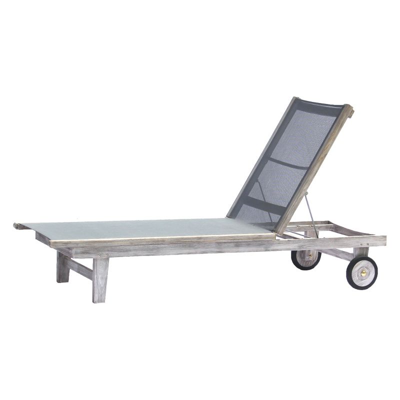 Teak Contemporary Deck Side Outdoor Sling Lounge Chair - Driftwood Gray - Courtyard Casual