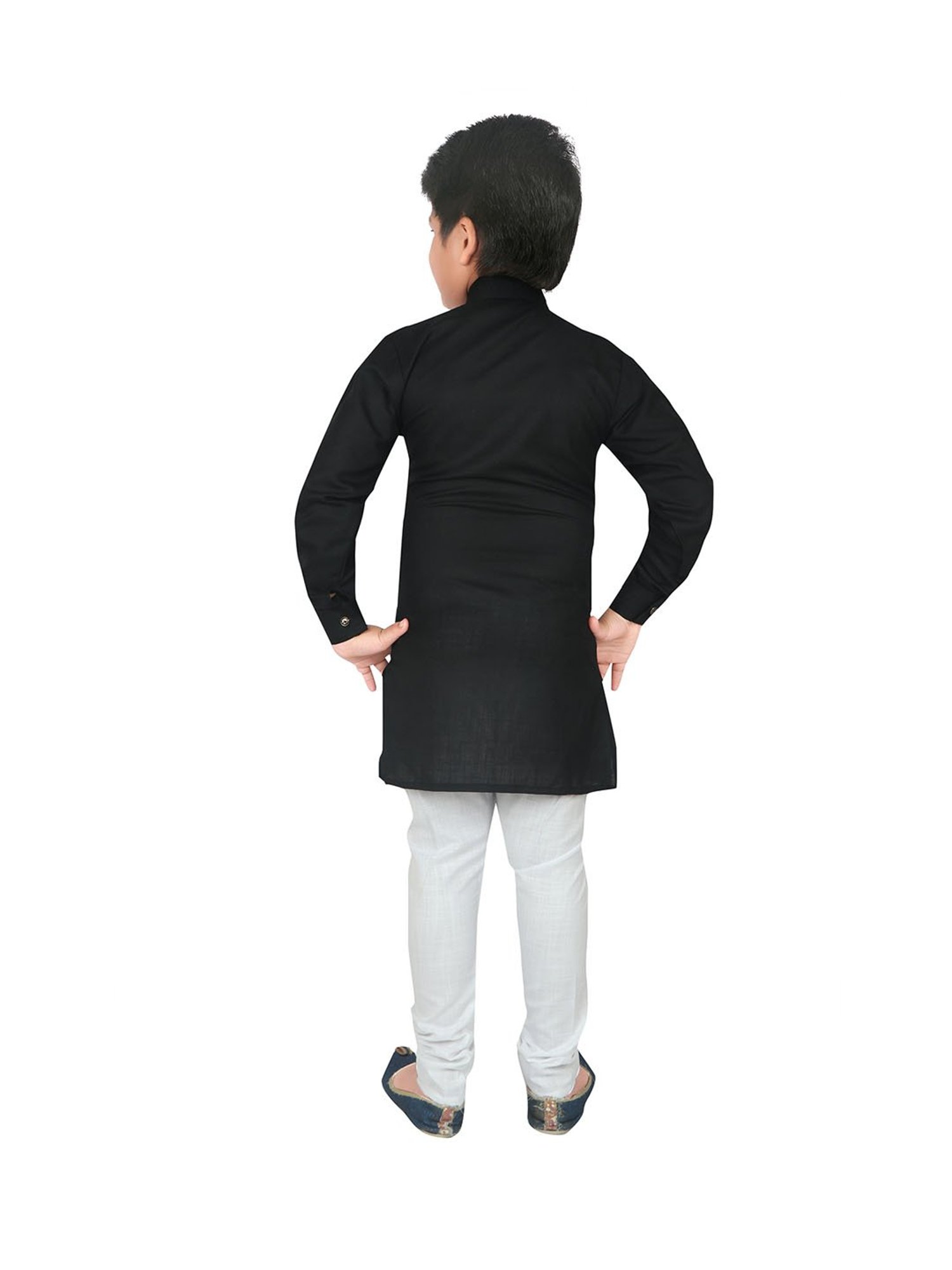 Ahhaaaa Kids Black & White Solid Kurta with Pyjamas