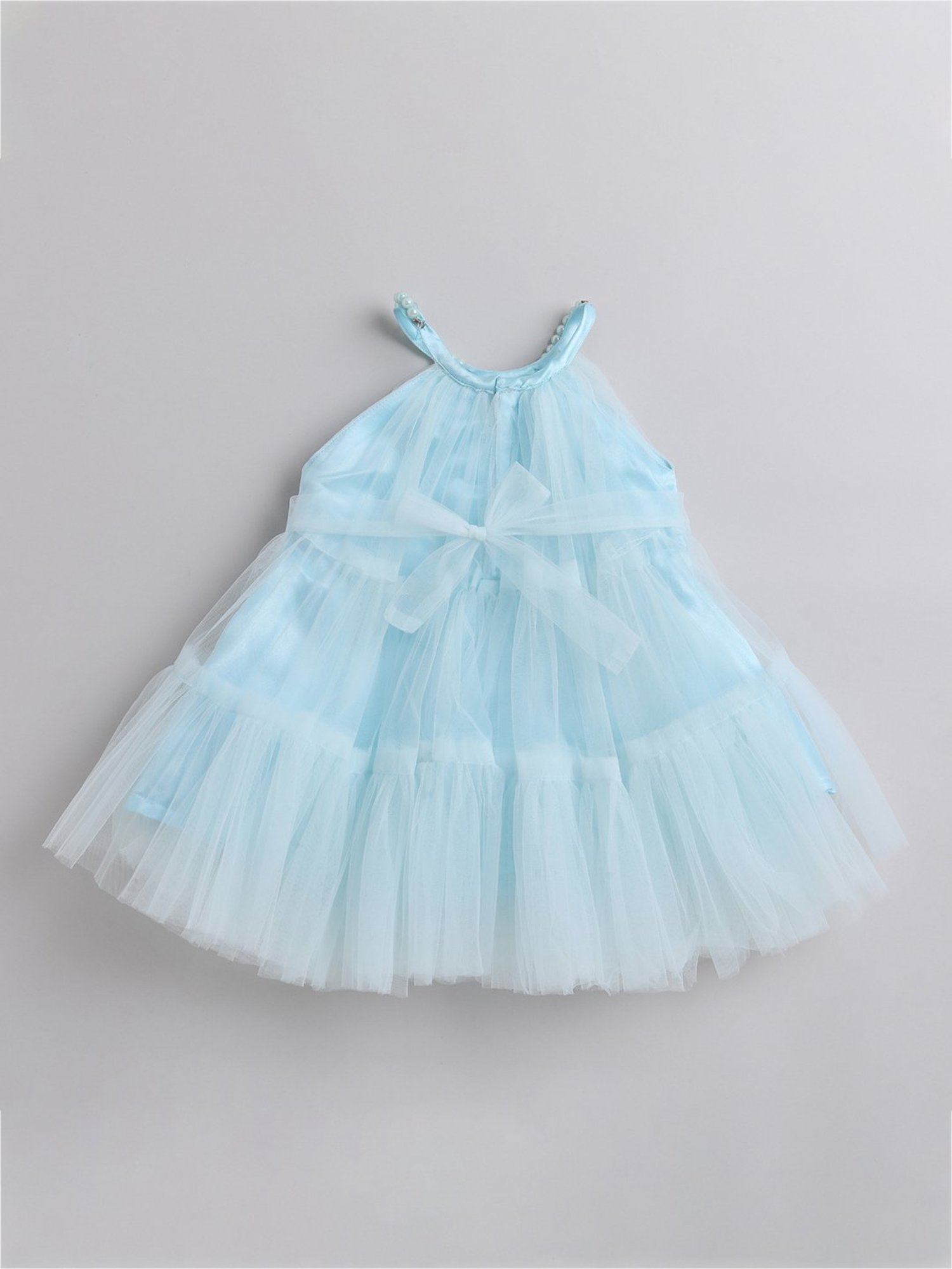Many Frocks Kids Blue Solid Dress