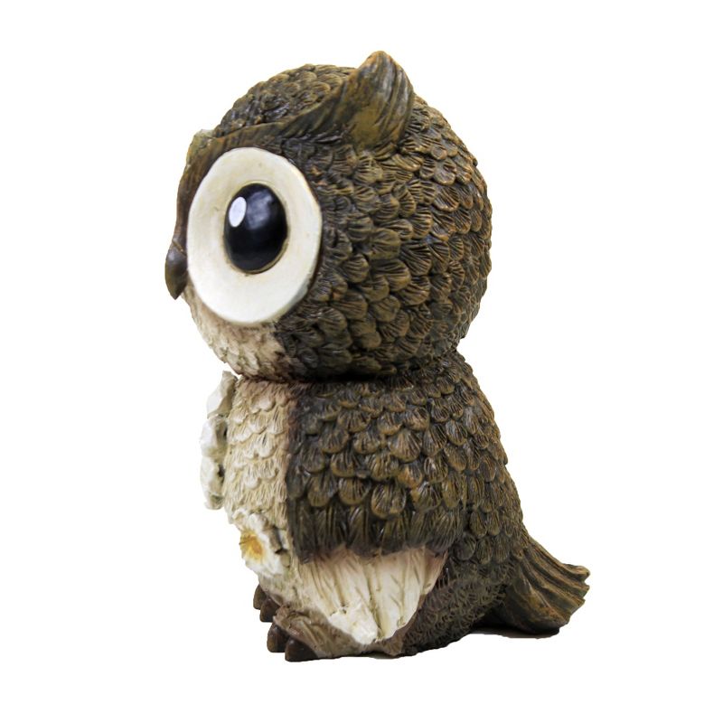 Home & Garden 6.25" Mini Owl Painted Critter Flowers Wise Eyes Roman, Inc  -  Outdoor Sculptures And Statues