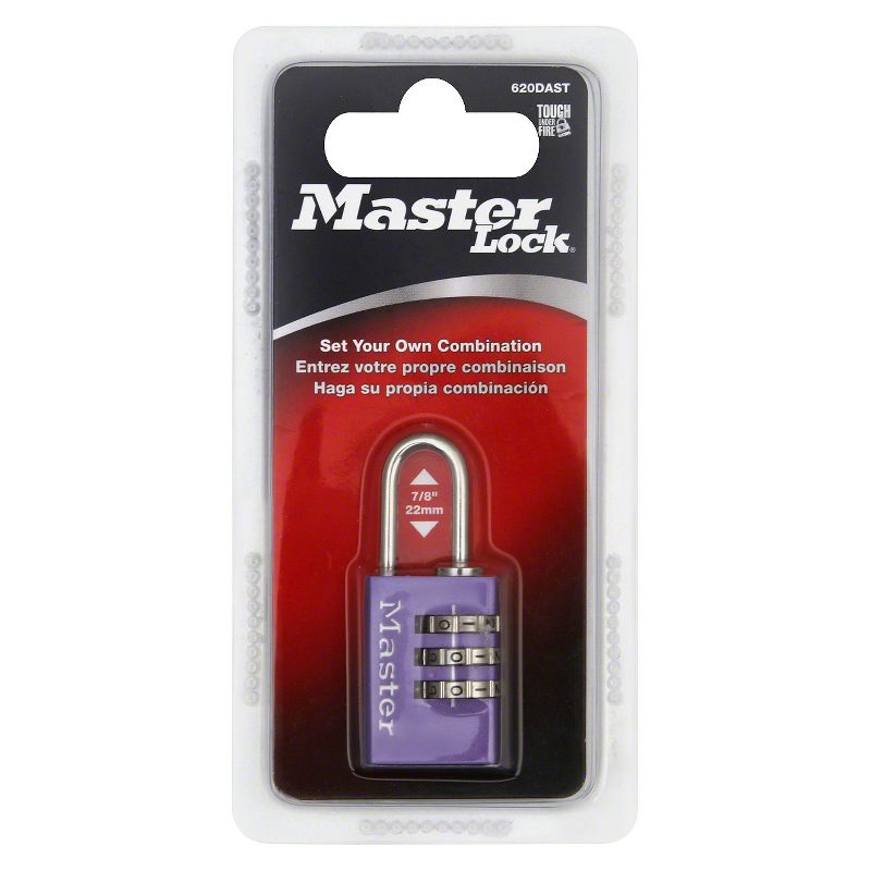 Master Lock Luggage 3-Dial Combination Padlock Purple