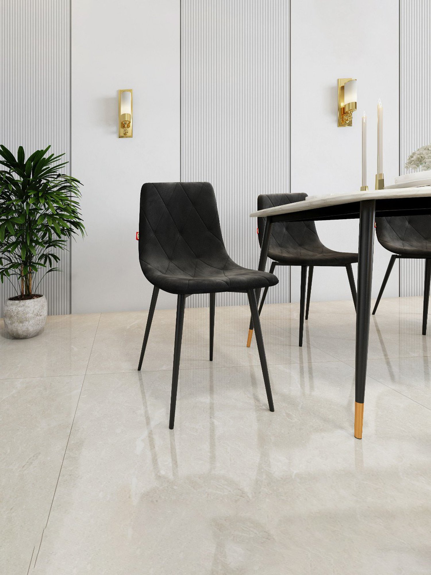 Durian Almora Black Fabric Dining Chair