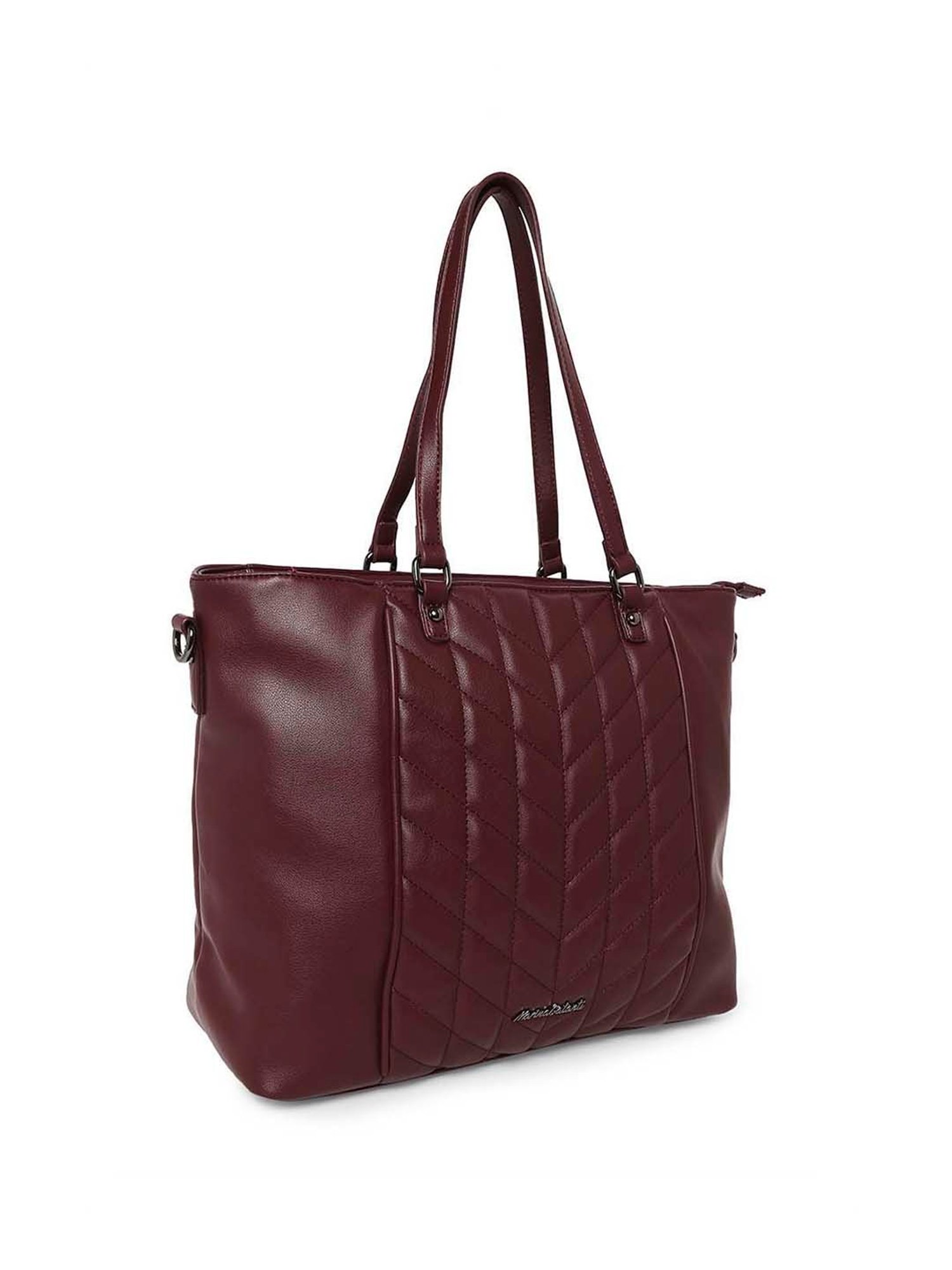 Marina Galanti Maroon Quilted Medium Tote Handbag