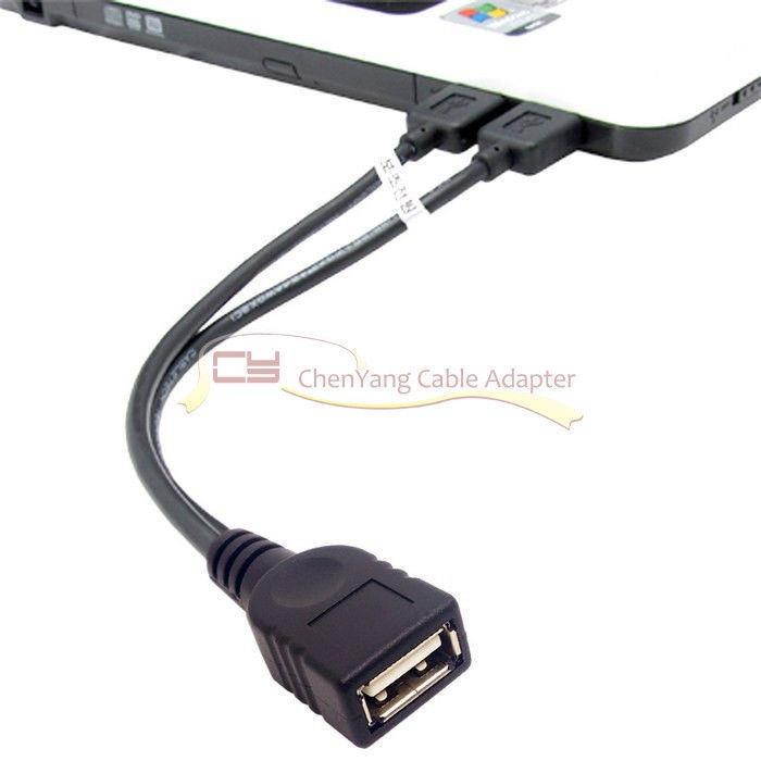 USB 2.0 Female to Dual A Male Extra Power Data Y Extension Cable for 2.5" HDD