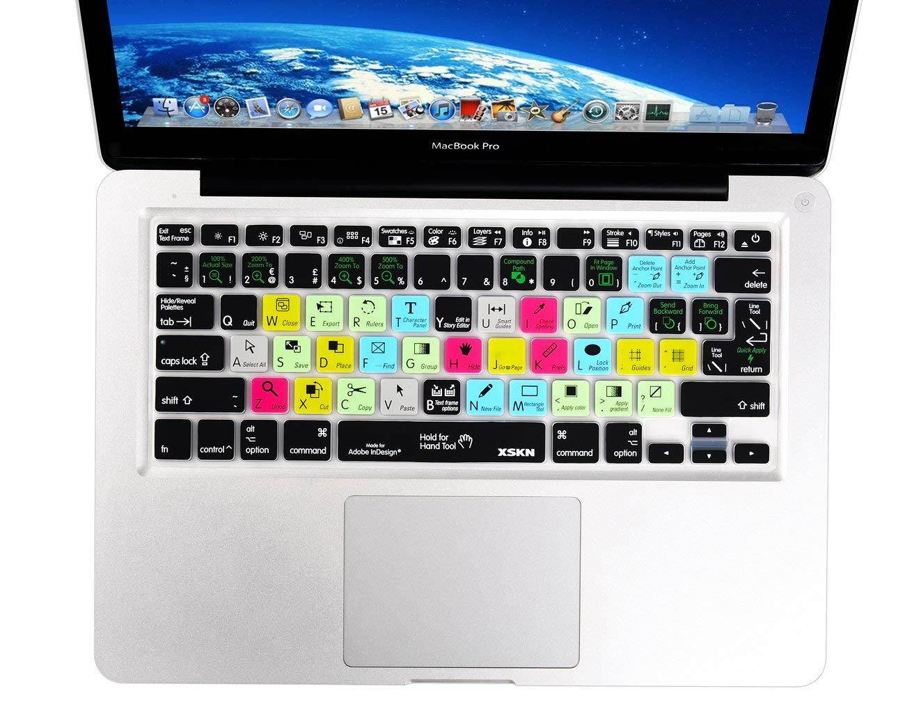Adobe InDesign Hot Keys Keyboard Film Shortcuts Keyboard Skin Cover for Macbook Air 13 & Macbook Pro 13 15 17, Retina (US/European ISO Keyboard)