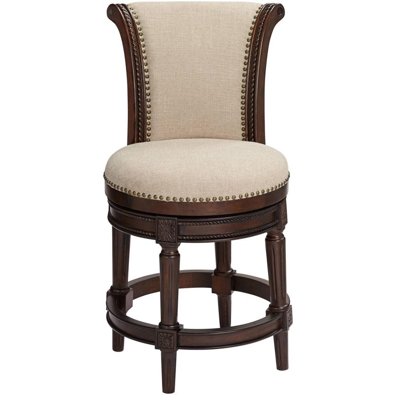 55 Downing Street Addison 24 1/2" Erin Cream Fabric Swivel Counter Stool