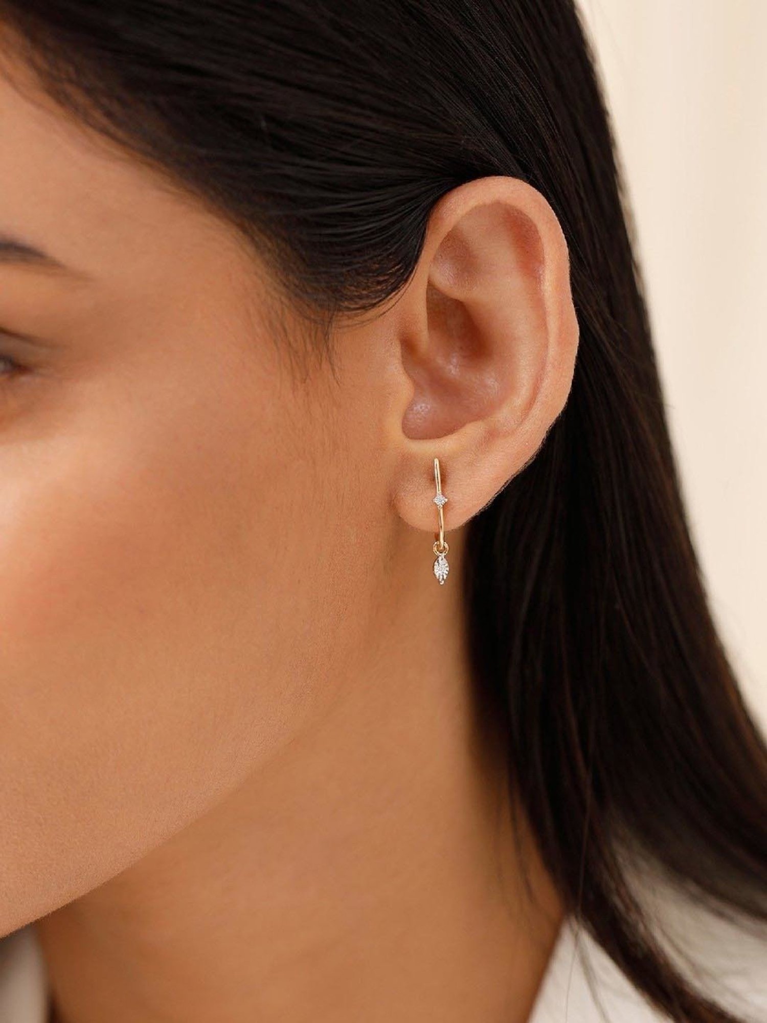 Mia by Tanishq Dazzling Descent 18k Yellow Gold & Diamond Hoop Earrings