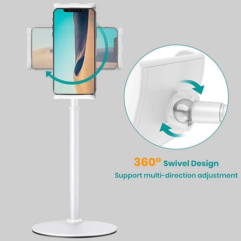 Stand Holder Klearlook Metallic MultiAngle Adjustable Stand Holder 360 Degree Swivel Rotation Flexible Arm for All Smartphones and s Up to 129 Inches White