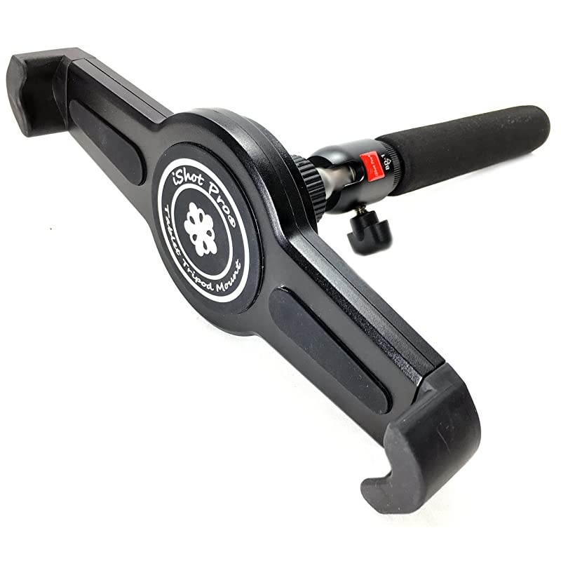 G10 Pro Large Universal iPad Pro Tablet Tripod Mount + Camera Tripod Adapter Hand-Held Monopod w/ 360&deg; Swivel Mini Ball Head - Works with Case - Compatible with iPad Pro and Other 9-13" Tablets