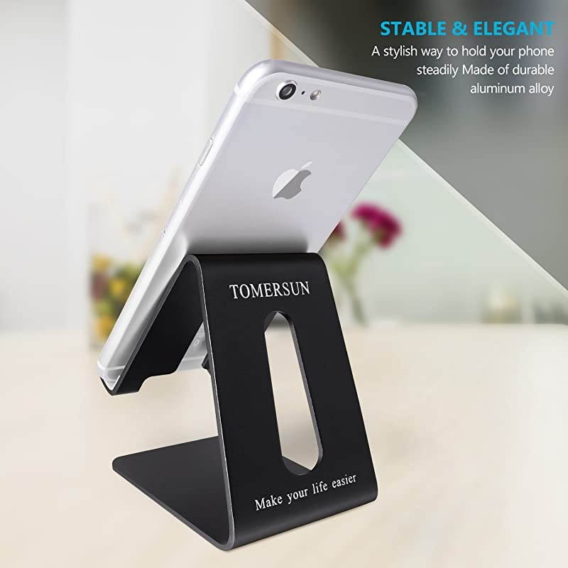 Metal Cell Phone Stand, Tablet Stand, Phone Holder, Cradle, Dock, Compatible for All Smartphones(Black)