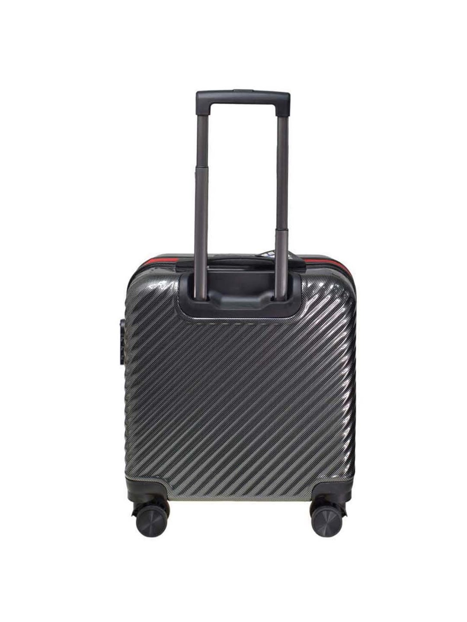 Swiss Military Carbon Grey Striped Hard Overnighter Laptop Trolley Bag - 38 cm