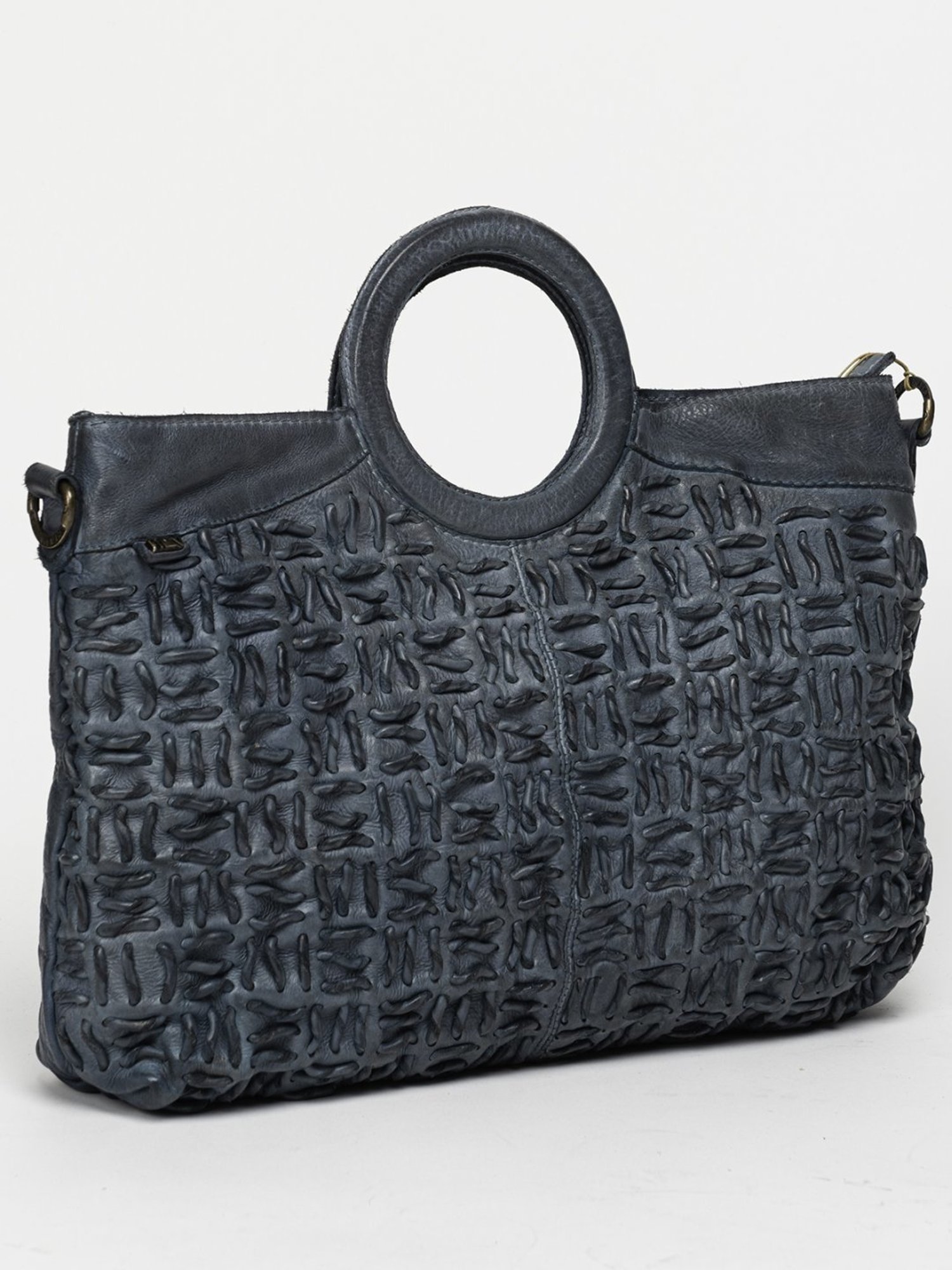 Art N Vintage Esther Blue Leather Textured Medium Handbag