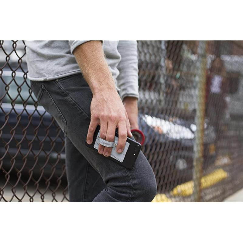 Phone Grip with Expanding Stand and Slim Wallet (Steel Gray)