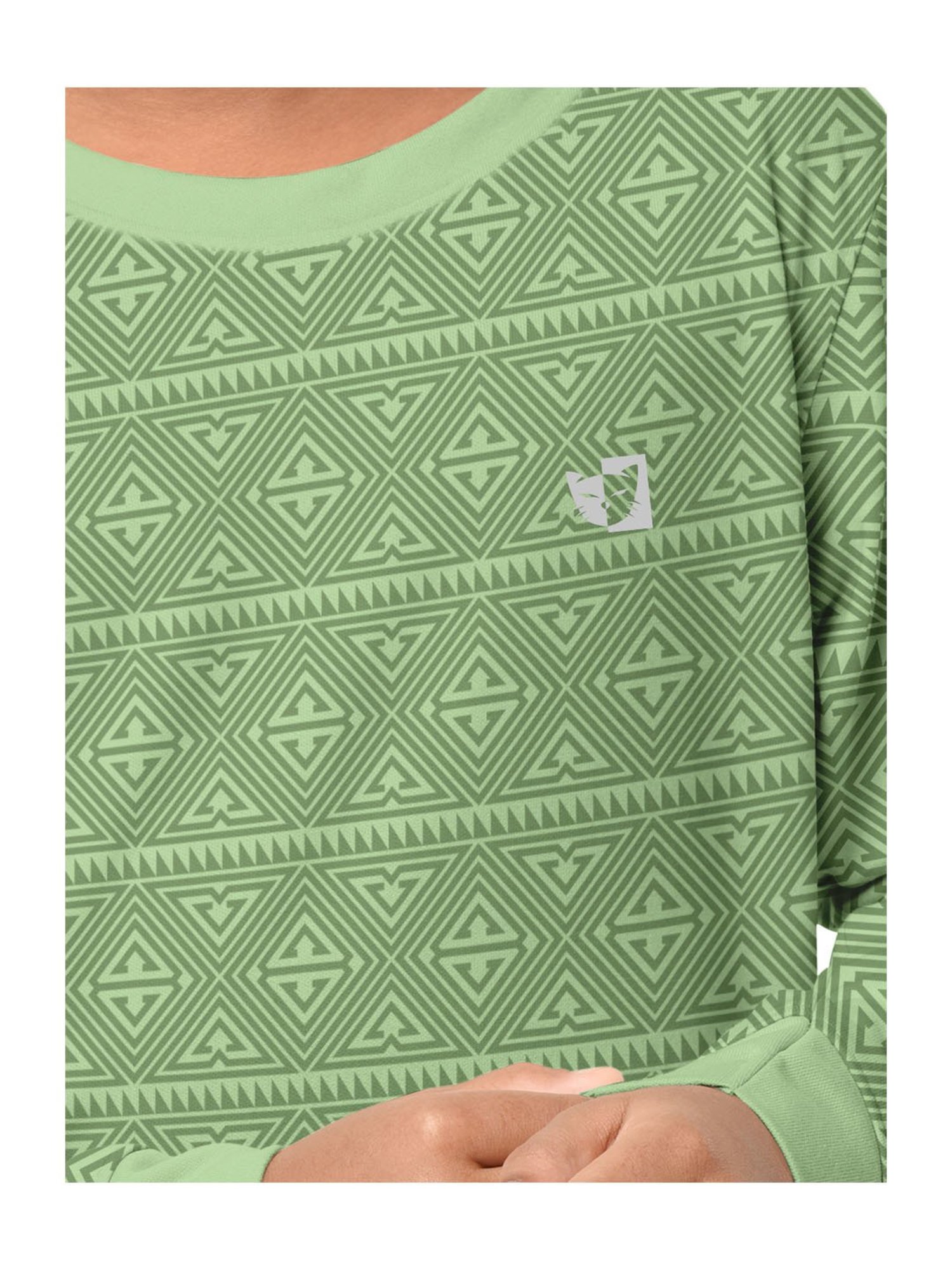HELLCAT Green Printed Full Sleeves T-Shirt