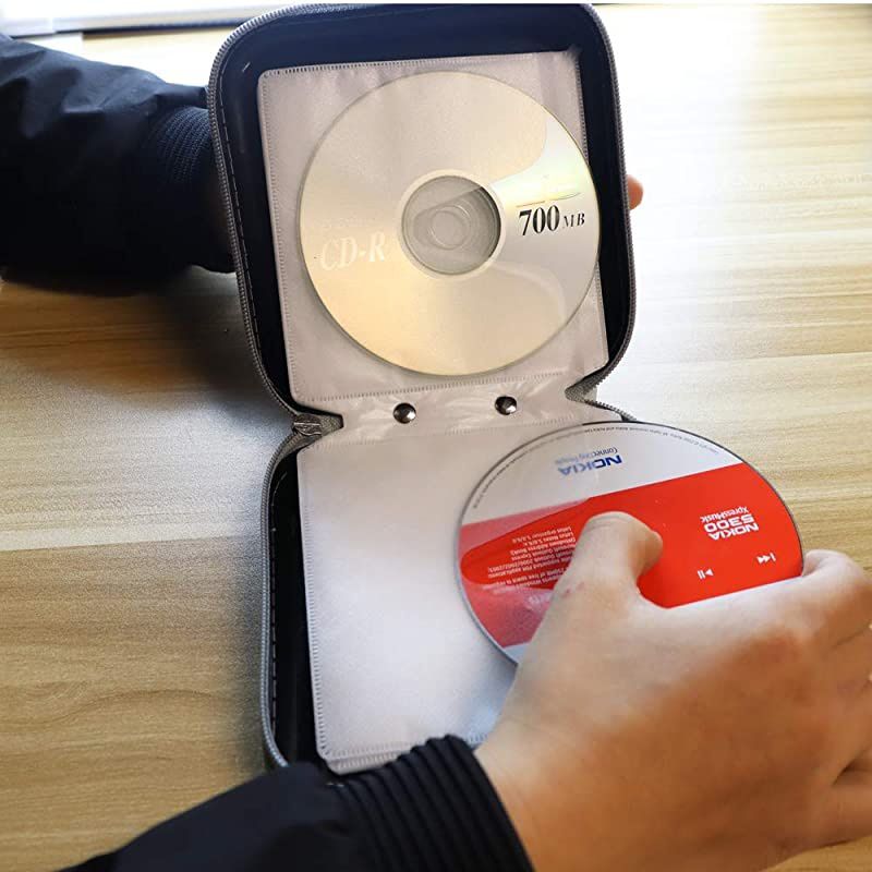 CD Case, 40 Capacity DVD Storage DVD Case Holder VCD Wallet Organizer Protective Hard Plastic Portable Case - Red