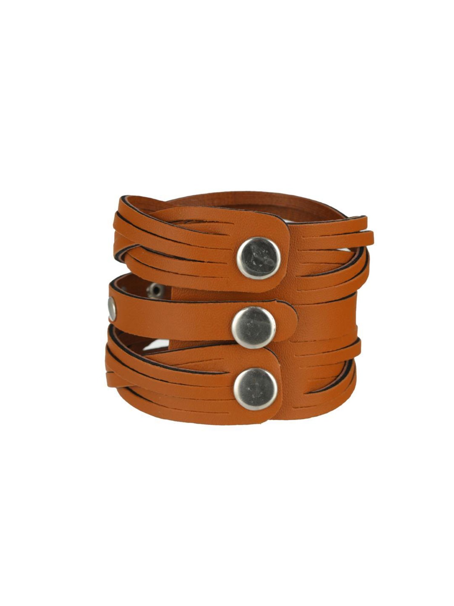 Bold by Priyaasi Brown Weaved Multistrand PU Bracelet for Men