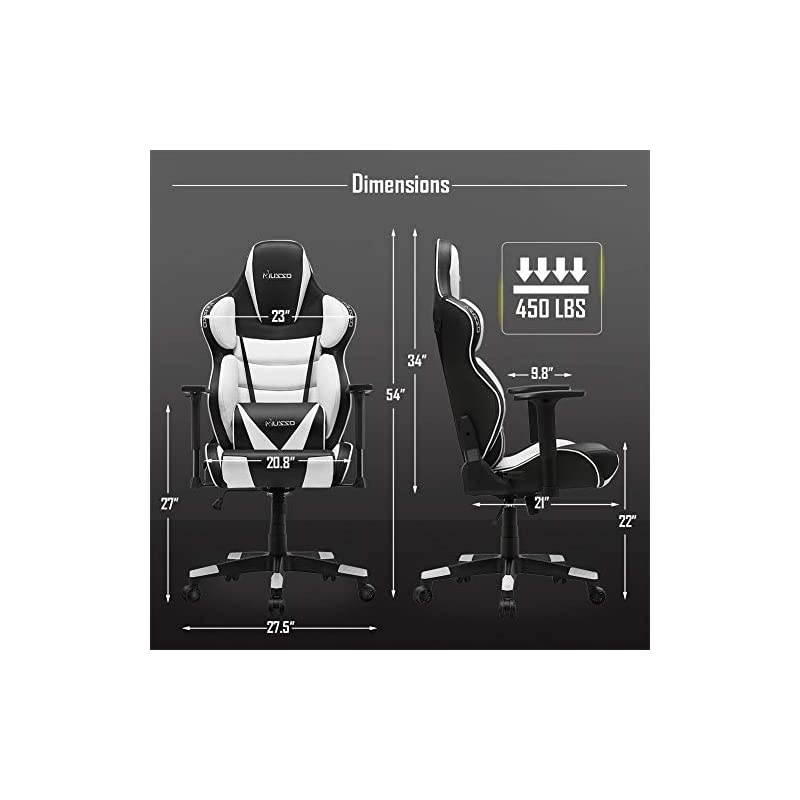 Contoured Gaming Chair Adults Racing Computer Gamer Chair with Fully Foam, Esports Video Game Chair, PU Leather Executive Office Chair with Lumbar Support (White)