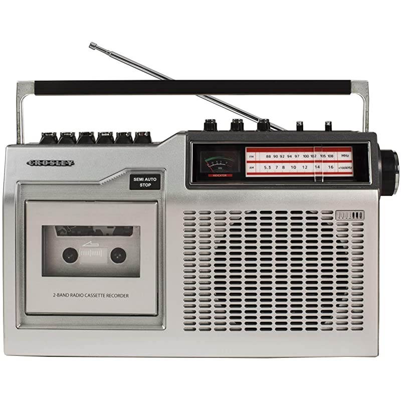 CT200BSI Retro Portable Cassette Player with Bluetooth AMFM Radio and Builtin Microphone Silver