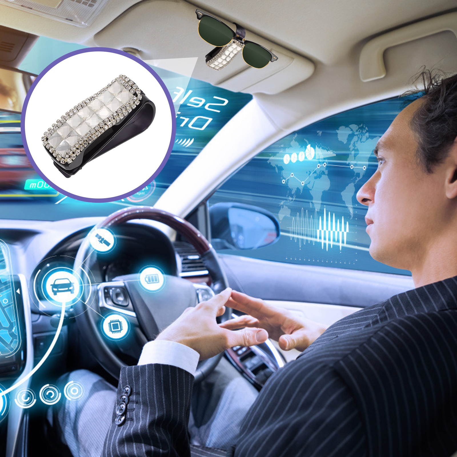 2Pcs Practical Beautiful Auto Sunglasses Mount Car Sunglasses Holders Sun Visor Glasses Holders