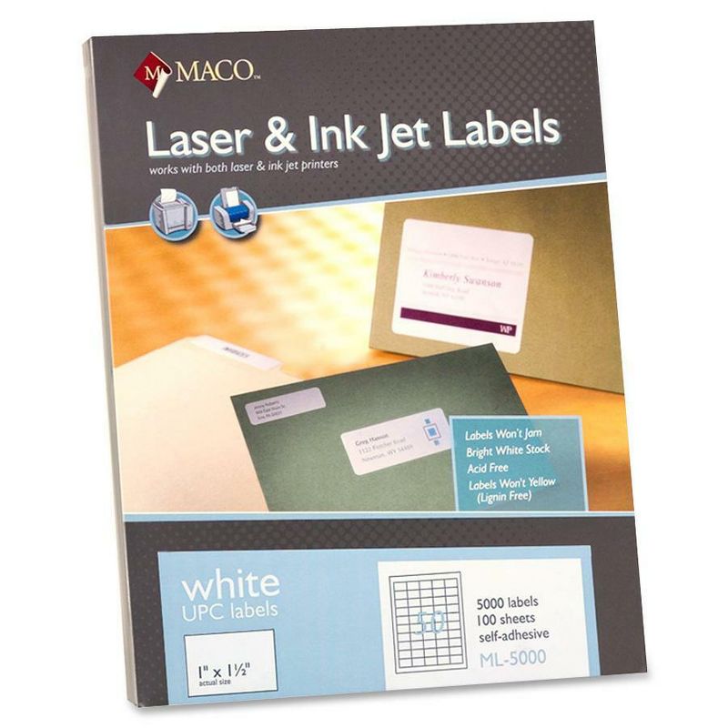 Chartpak UPC Labels 1"x1-1/2" 5000/BX White ML5000