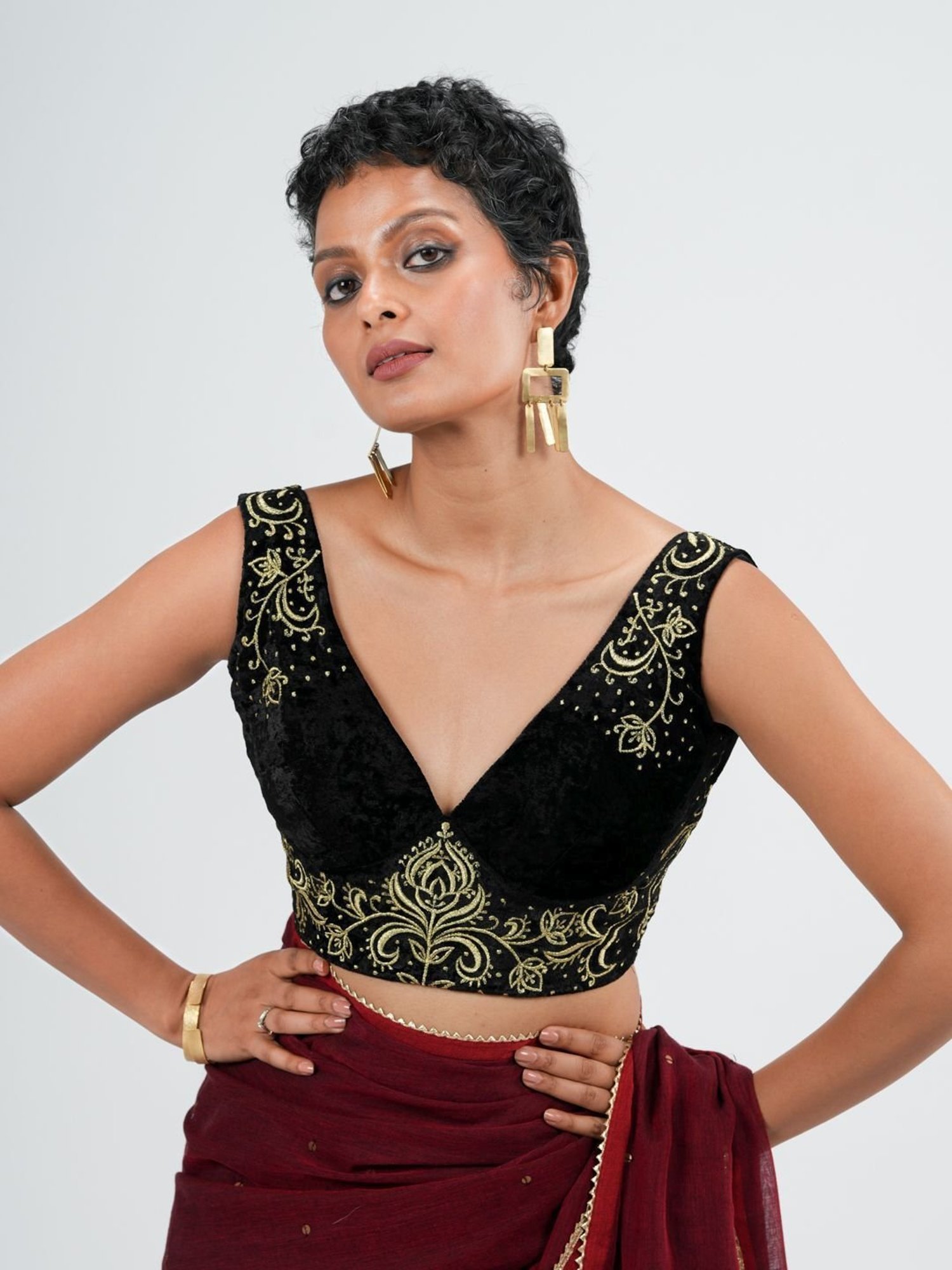 Suta Black Embroidered Blouse