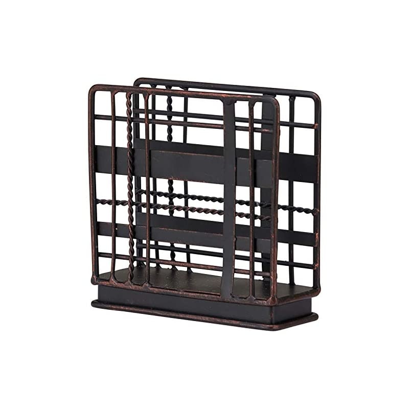 Plaid Collection Standing Napkin Holder, Antique Black, Weighted Design