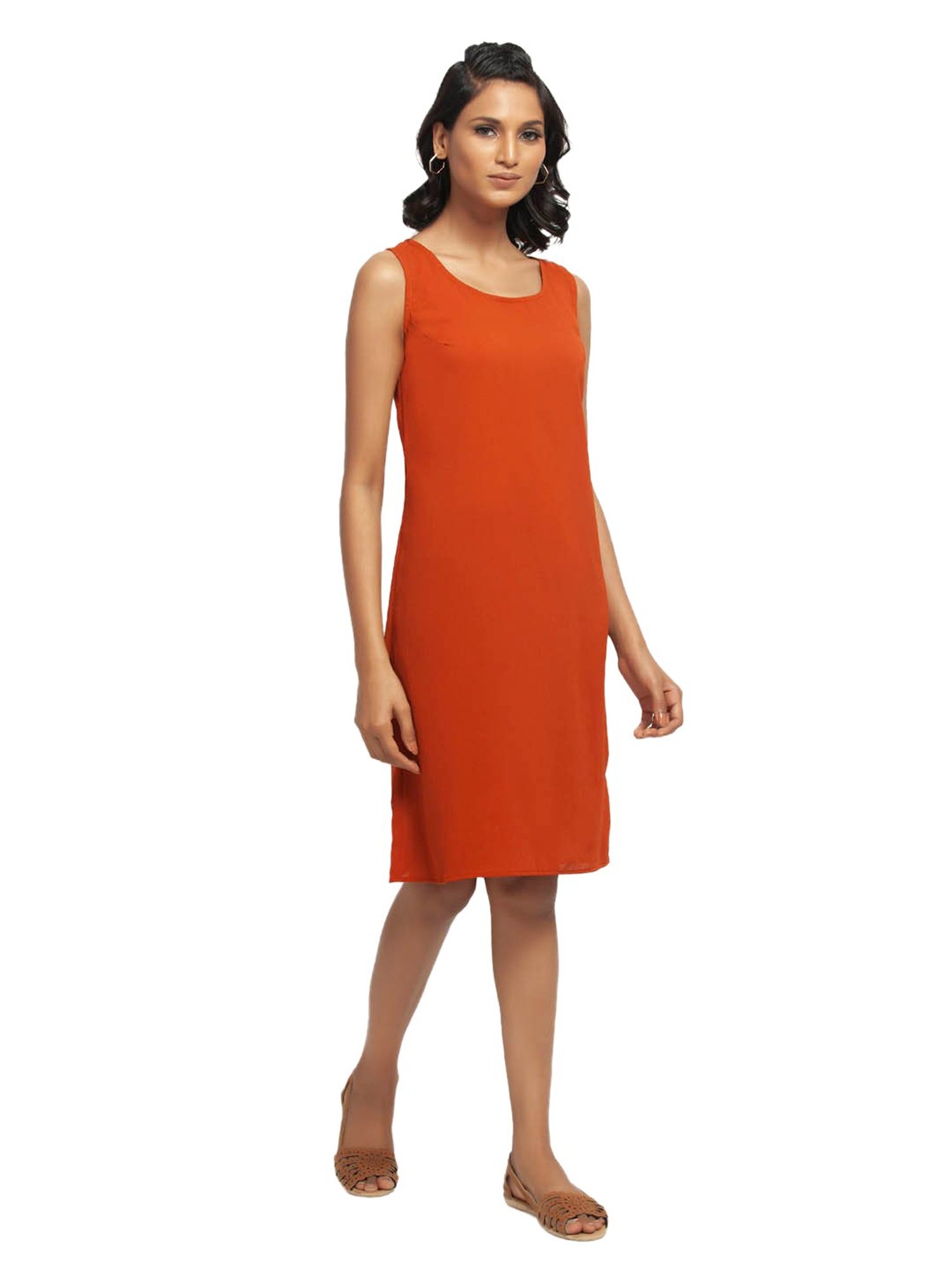 Office & You Orange Straight Fit Dress