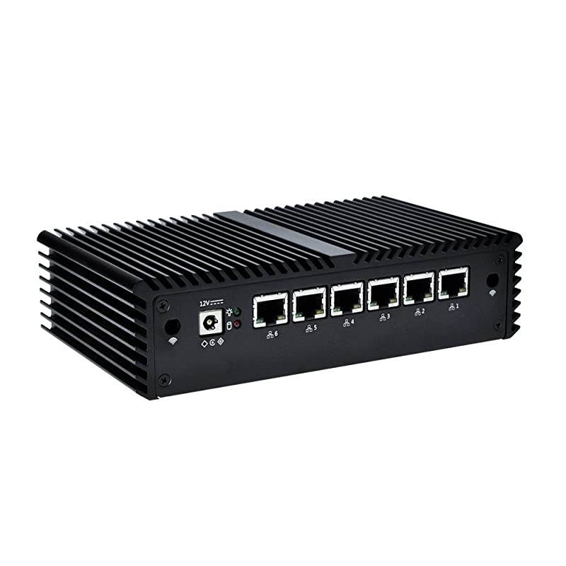 Q555G6-S05  Mini PC Core i5 7200U with 6 Gigabit Ethernet NIC AES-NI Fiewwall Router Machine Micro Industrial Computer (4G DDR4 RAM + 256G MSATA SSD + WiFi)