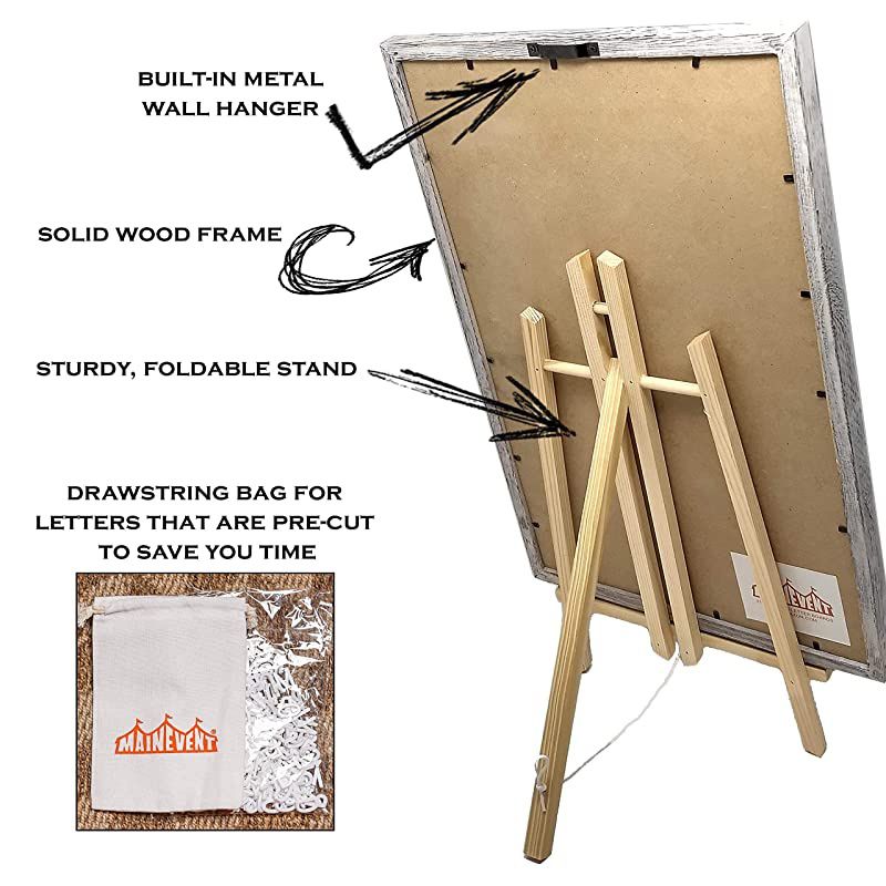 Letter Board The New Felt Letter Board 12x17 Inch Rustic Shabby Chic Wood Frame 374 Precut White Letters Script Words Emojis Wall Hook Canvas Bag Stand Changeable Message Board