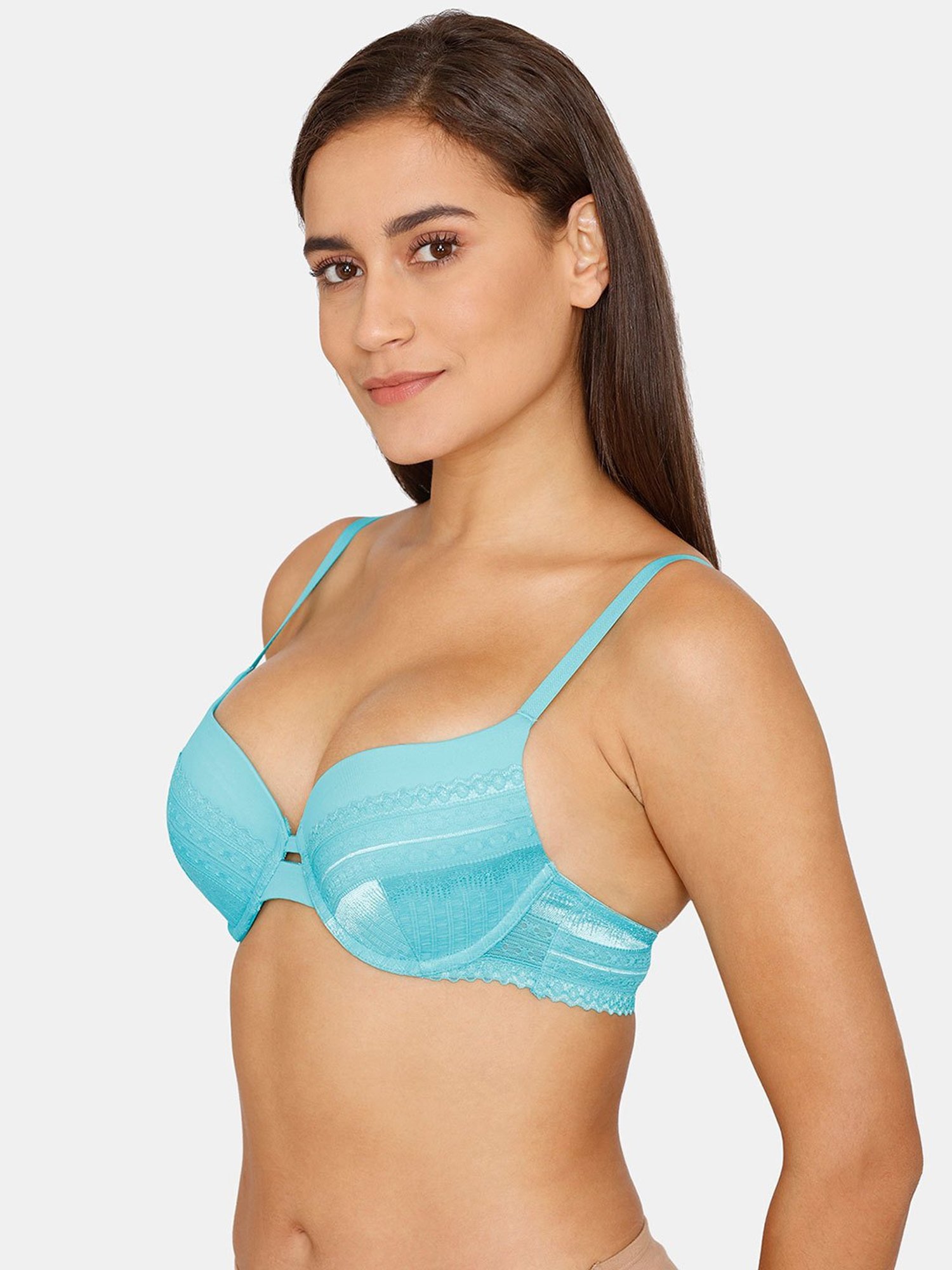 Zivame Light Blue Under-wired Padded Push-up Bra