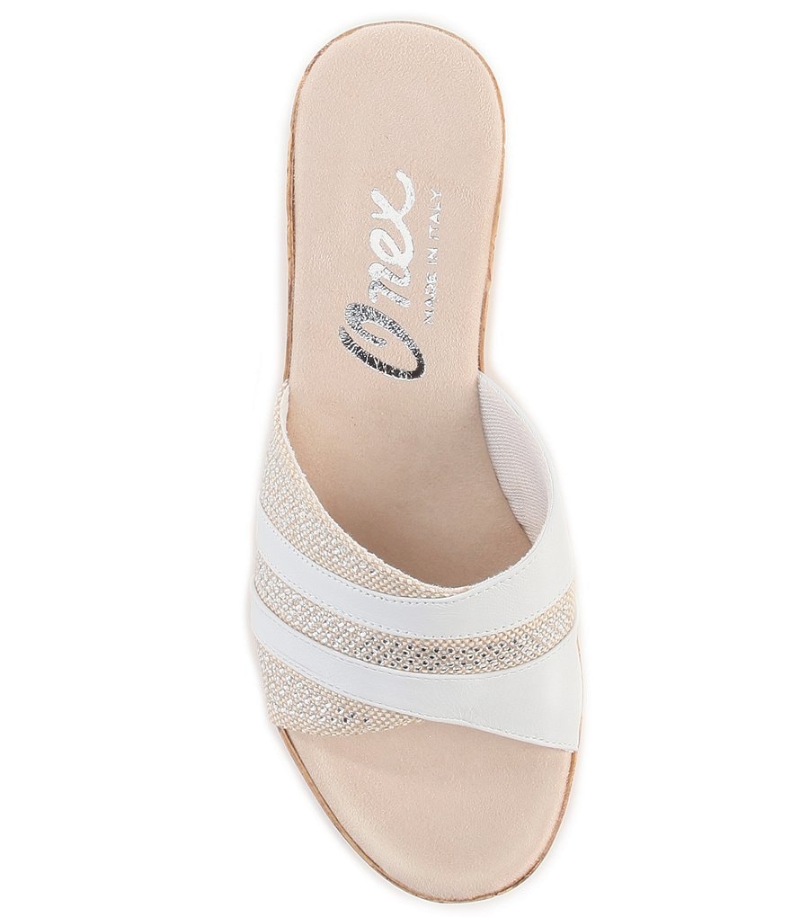 Onex Linen Blanche Leather Wedge Sandals