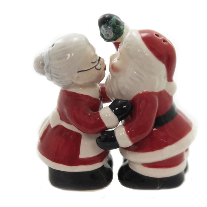 Tabletop 3.25" Kissing Santa Couple Mr & Mrs Claus Cosmos Gifts Corp.  -  Salt And Pepper Shaker Sets