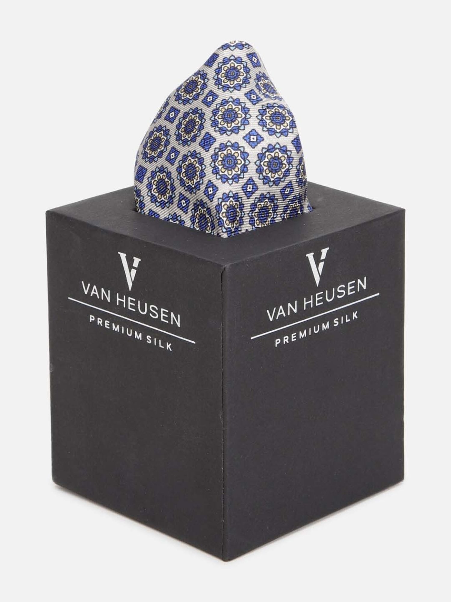 Van Heusen Grey Printed Pocket Square