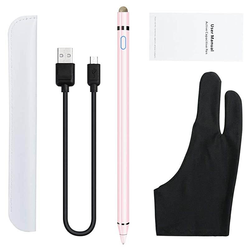 Active Stylus Compatible with Apple iPad  Stylus Pen for Touch Screens Rechargeable Capacitive 15mm Fine Point iPad Pen Tablets Stylus with Pen BagAntifriction Glove