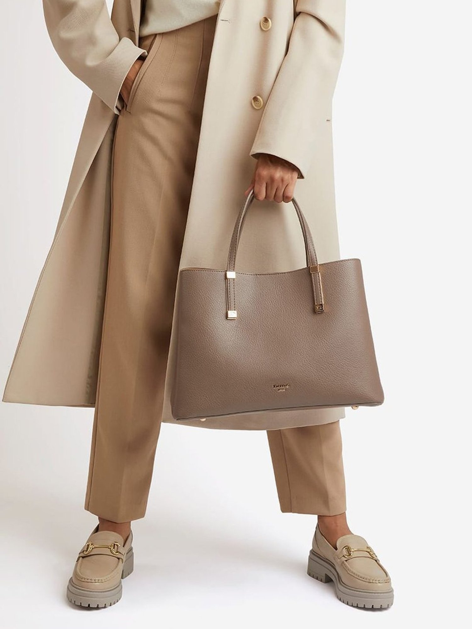 DUNE LONDON Beige Solid Medium Handbag