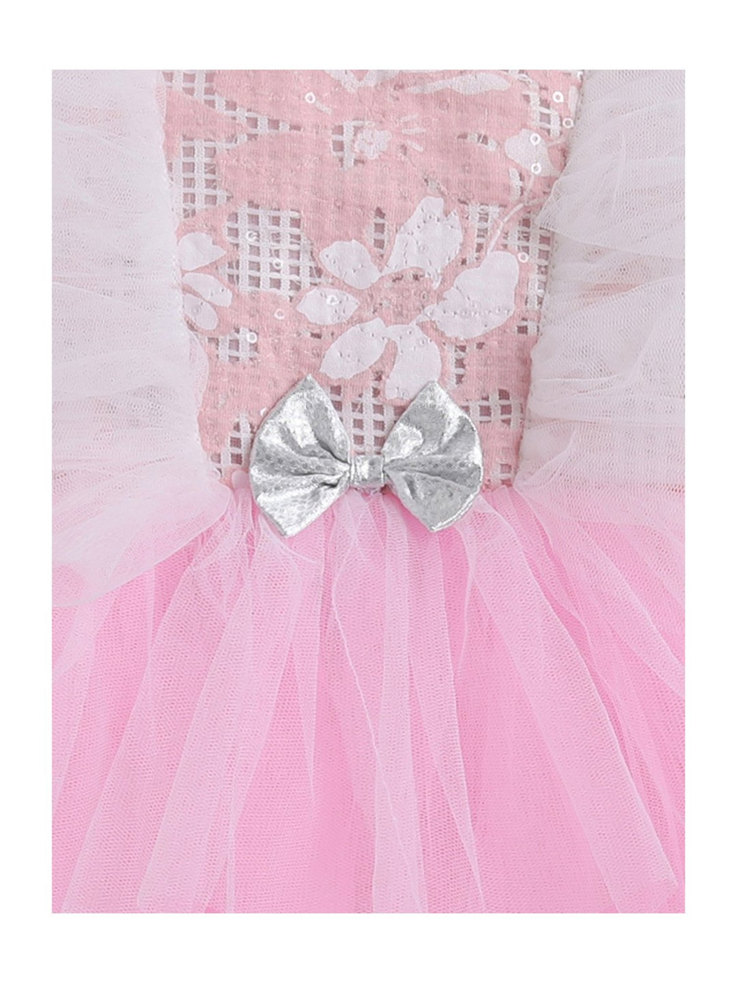Many Frocks Kids Pink Self Design Dress
