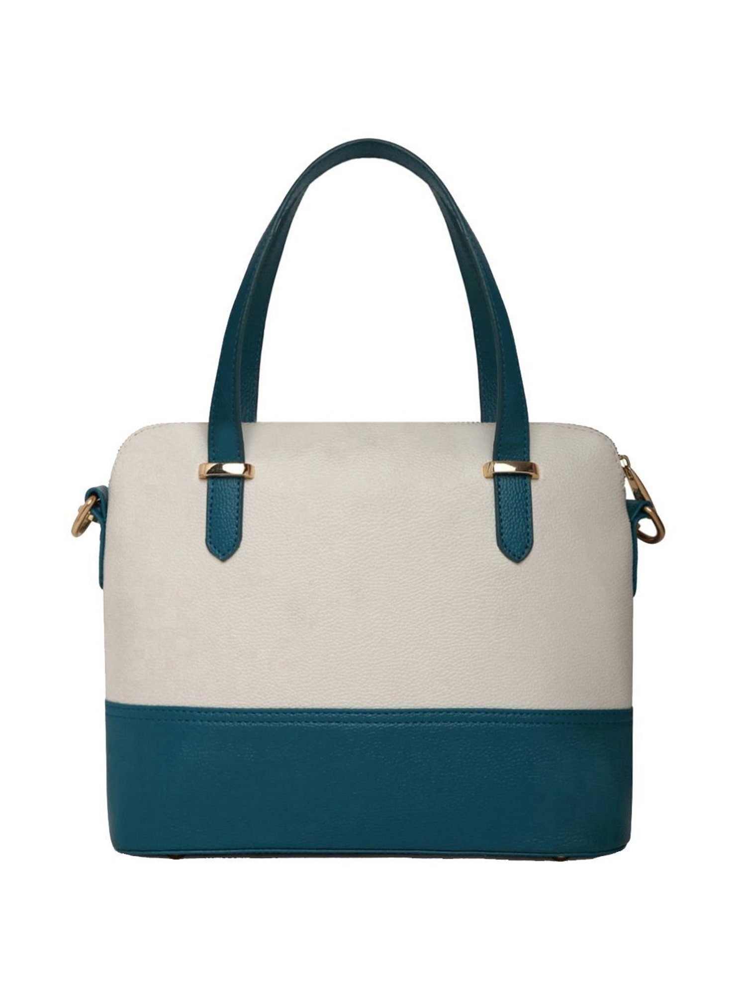KLEIO White & Blue Solid Medium Handbag
