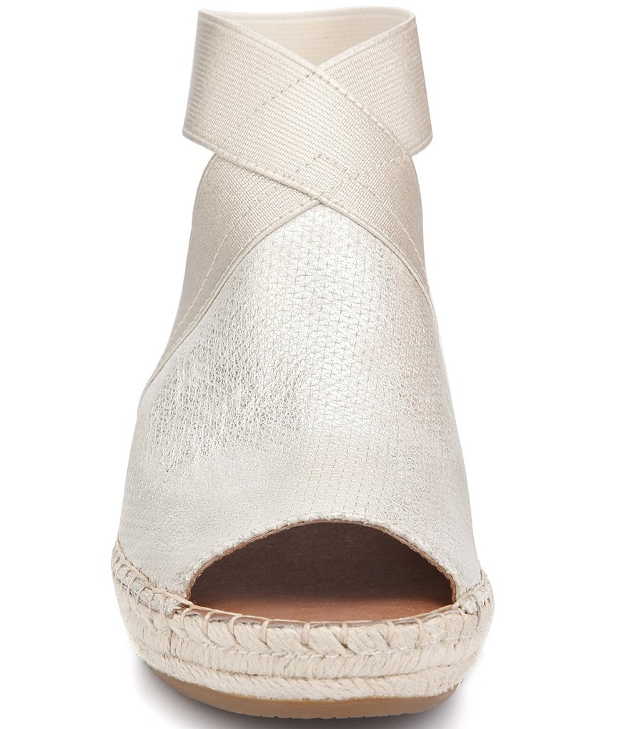 Gentle Souls Charli Metallic Elastic Ankle Espadrille Wedge Sandals