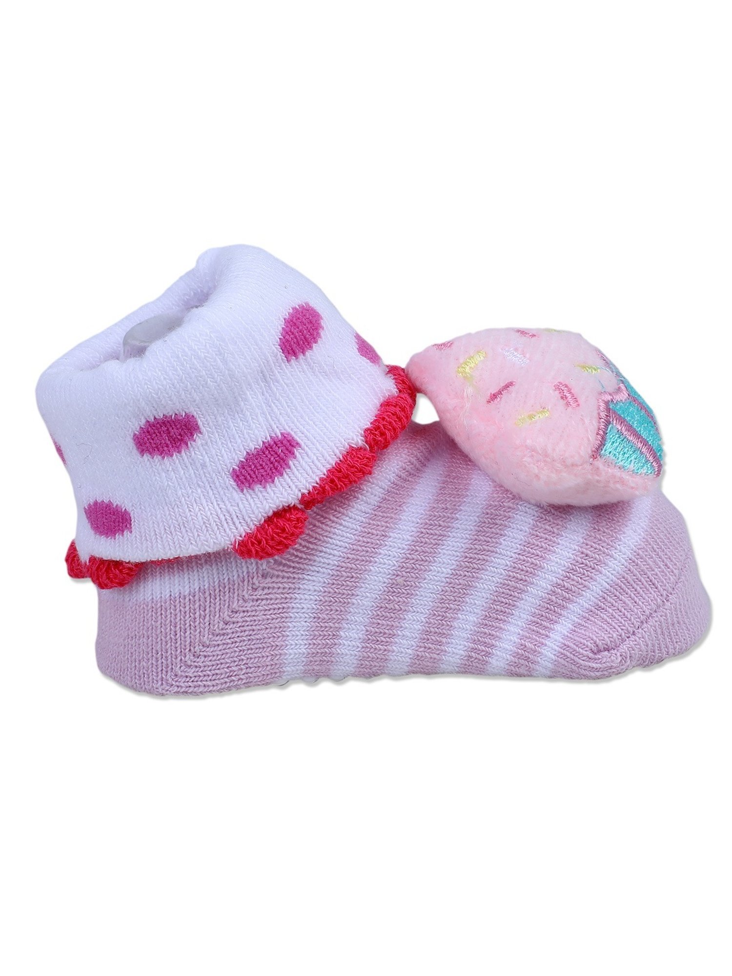 Baby Moo Kids Baby Pink & White Cotton Applique Socks