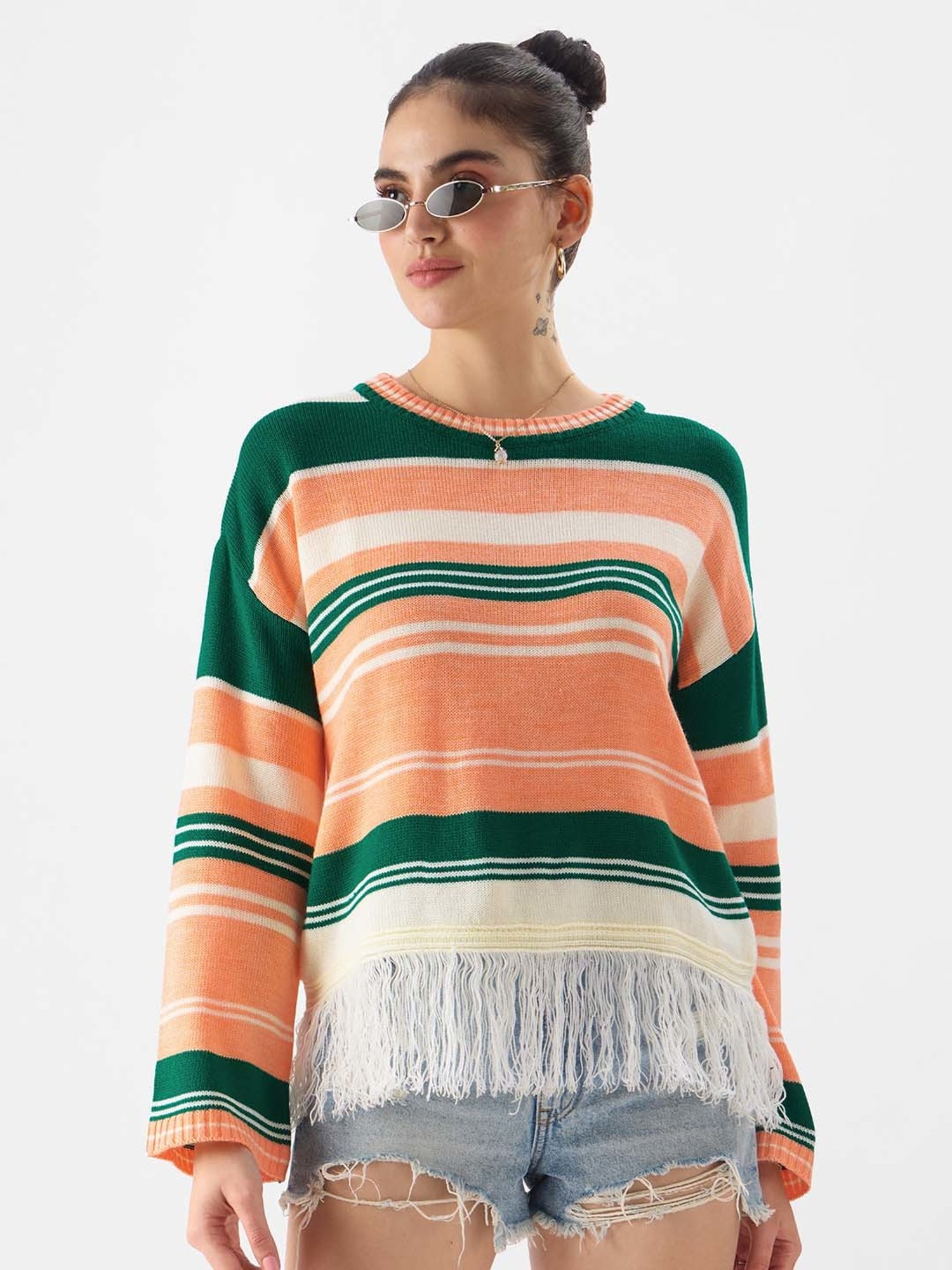 The Souled Store Multicolored Striped Sweater