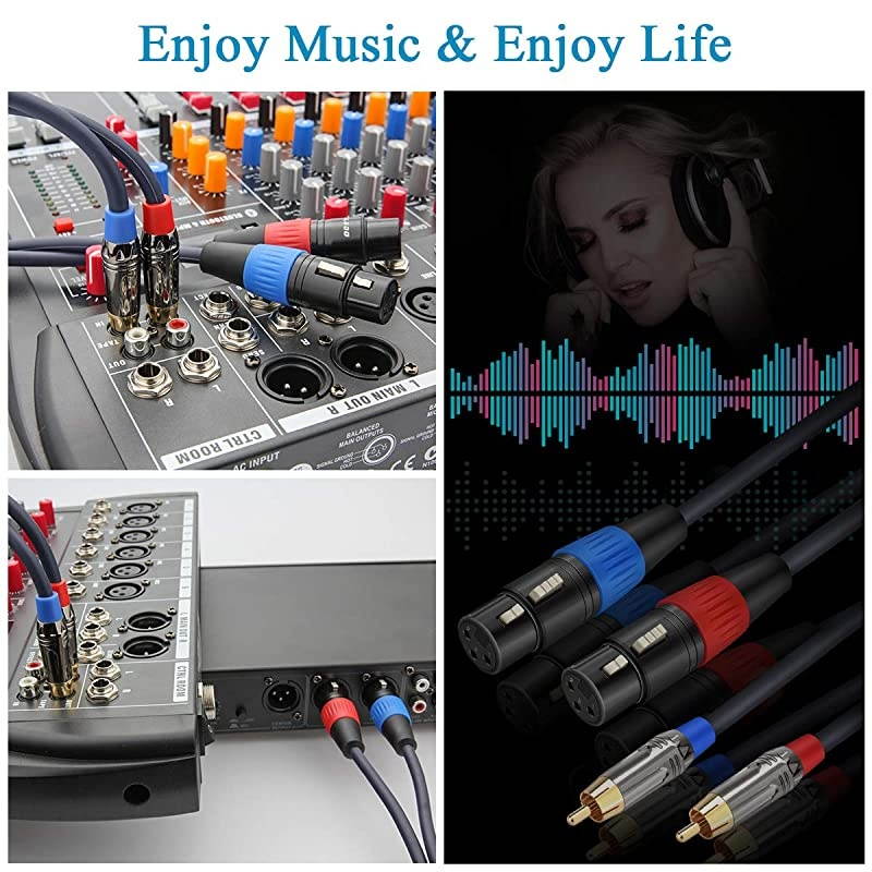 Dual XLR to RCA Cable Dual XLR Female to Dual RCA Male Cable 2 XLR Female to 2 RCA Male HiFi Audio Cable 4N OFC Wire for Amplifier Mixer Microphone 10 Feet
